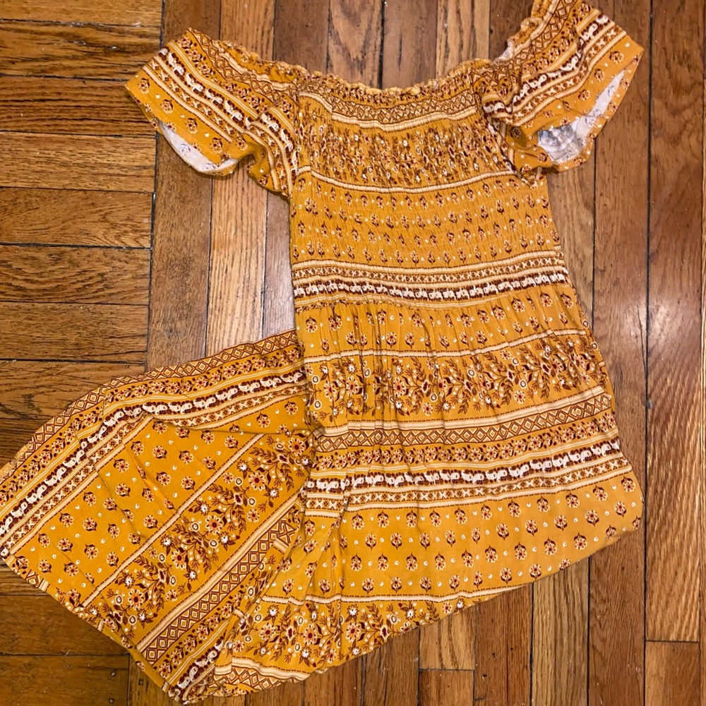 Smocked Off the Shoulder Midi Dress